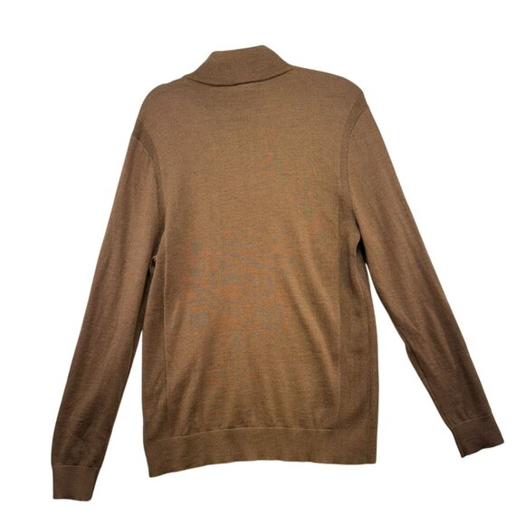 Express Mens Merino Wool Blend 1/4 Knit Sweater Large Brown - Picture 11 of 13